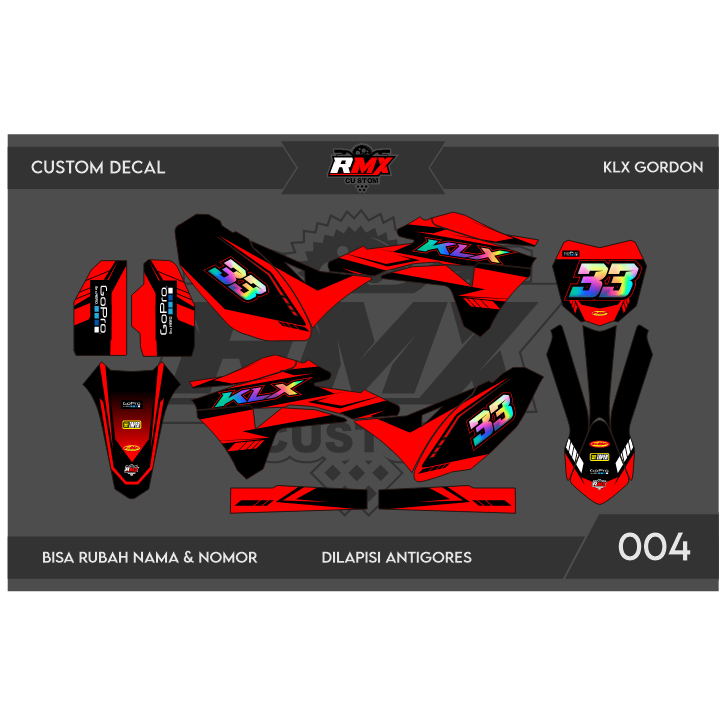 DECAL GORDON FULLBODY (004) DEKAL STIKER KLX 150 GORDON 2016 2017 2018 2019 2020 2021 2022 HITAM MER