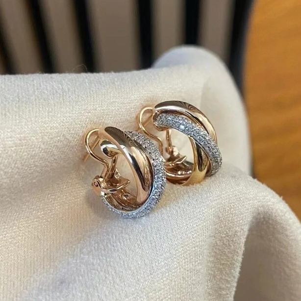 【17K / 750 emas asli】Earrings Triwarna berlian Emas 17 K - 2.0 gr Kadar 750