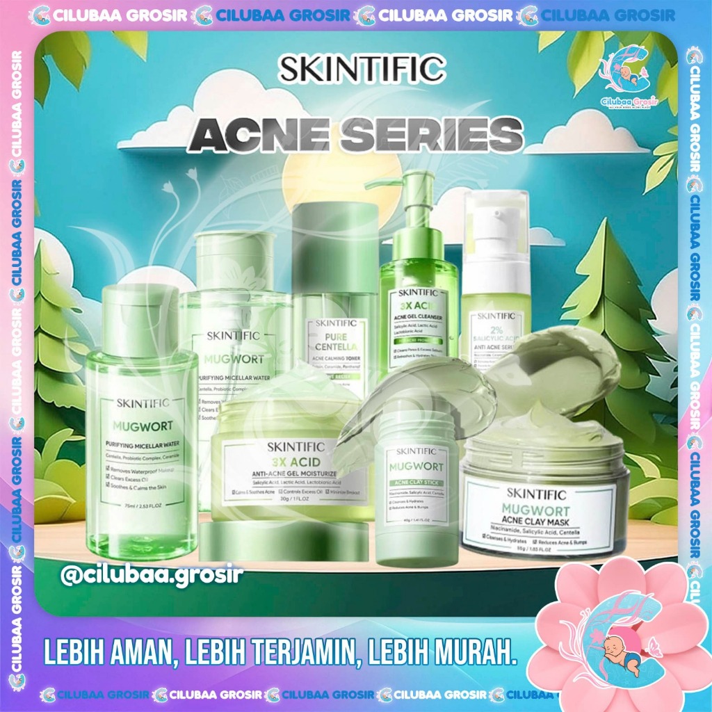 SKINTIFIC Acne Series || 3X ACID Anti Acne Cleanser Moisturizer Toner Centella || Mugwort Acne || Se