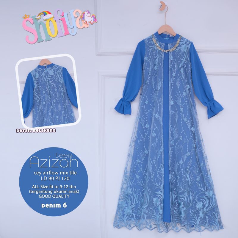 azizah teen - gamis brokat tile anak remaja formil pesta lebaran kondangan halus lembut nyaman murah