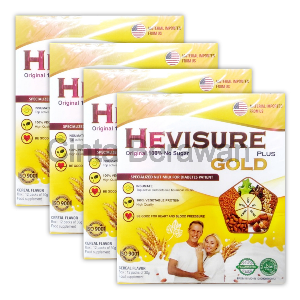 

4 Box Hevisure Gold Milk Susu Obat Diabetes & Kencing Manis Insulin Pankreas Original Asli