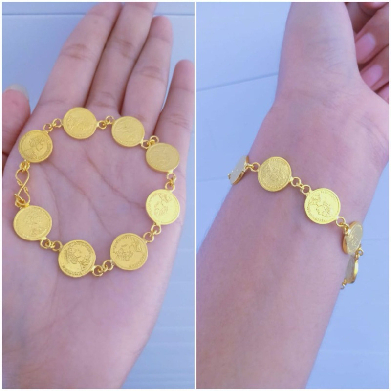 gelang koin kuningan lapis emas