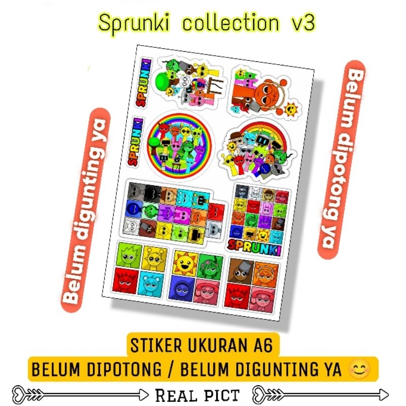 

STIKER SPRUNKI COLLECTION V3 / STIKER BELUM DIPOTONG BAHAN VINYL UKURAN A6 / STICKER / STIKER KARAKTER LUCU