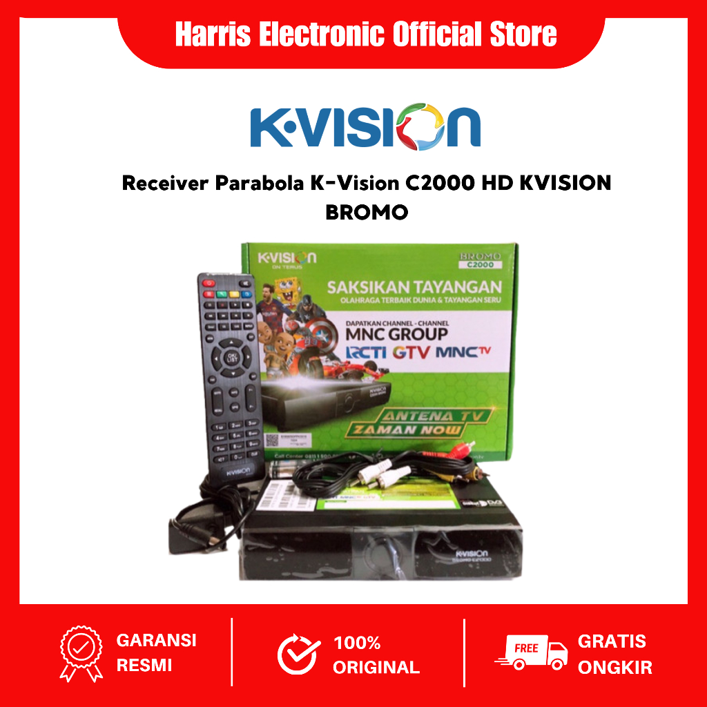 TERLARIS Receiver Parabola KVISION BROMO C2000 K Vision HYBRID C BAND DAN KU BAND