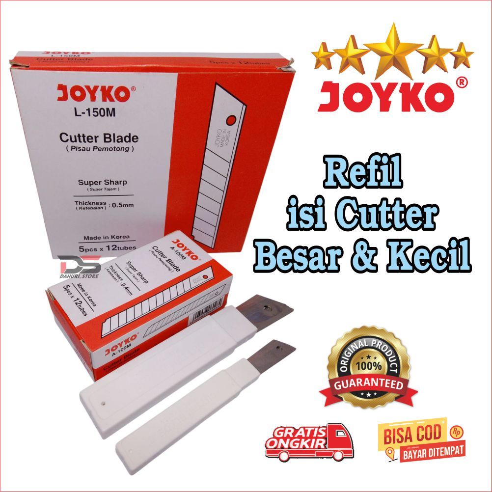 

ISI CUTTER JOYKO BESAR ISI CUTTER KECIL JOYKO, REFIL ISI CUTER BESAR JOYKO DAN KECIL HARGA 1 BOK
