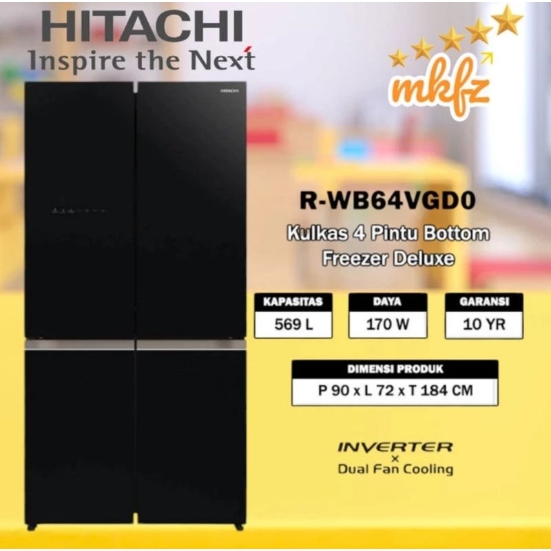 KULKAS HITACHI 4PINTU TYPE RWB65VGD0(GARANSI RESMI)