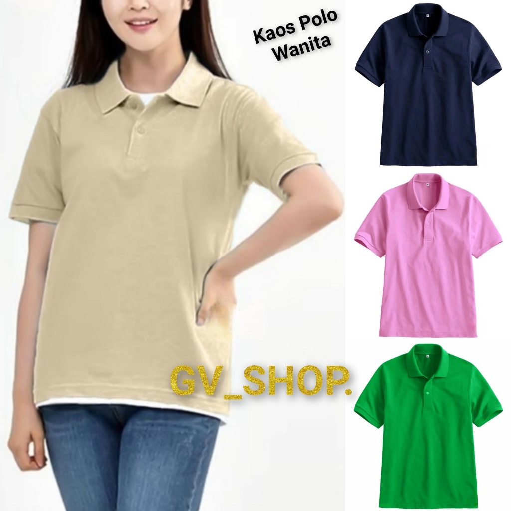 Baju Kaos Polo Kerah Wanita Lengan Pendek/Kaos Seragam/Kaos Polos/Polo Wanita/Kaos Wanita/Baju Polo