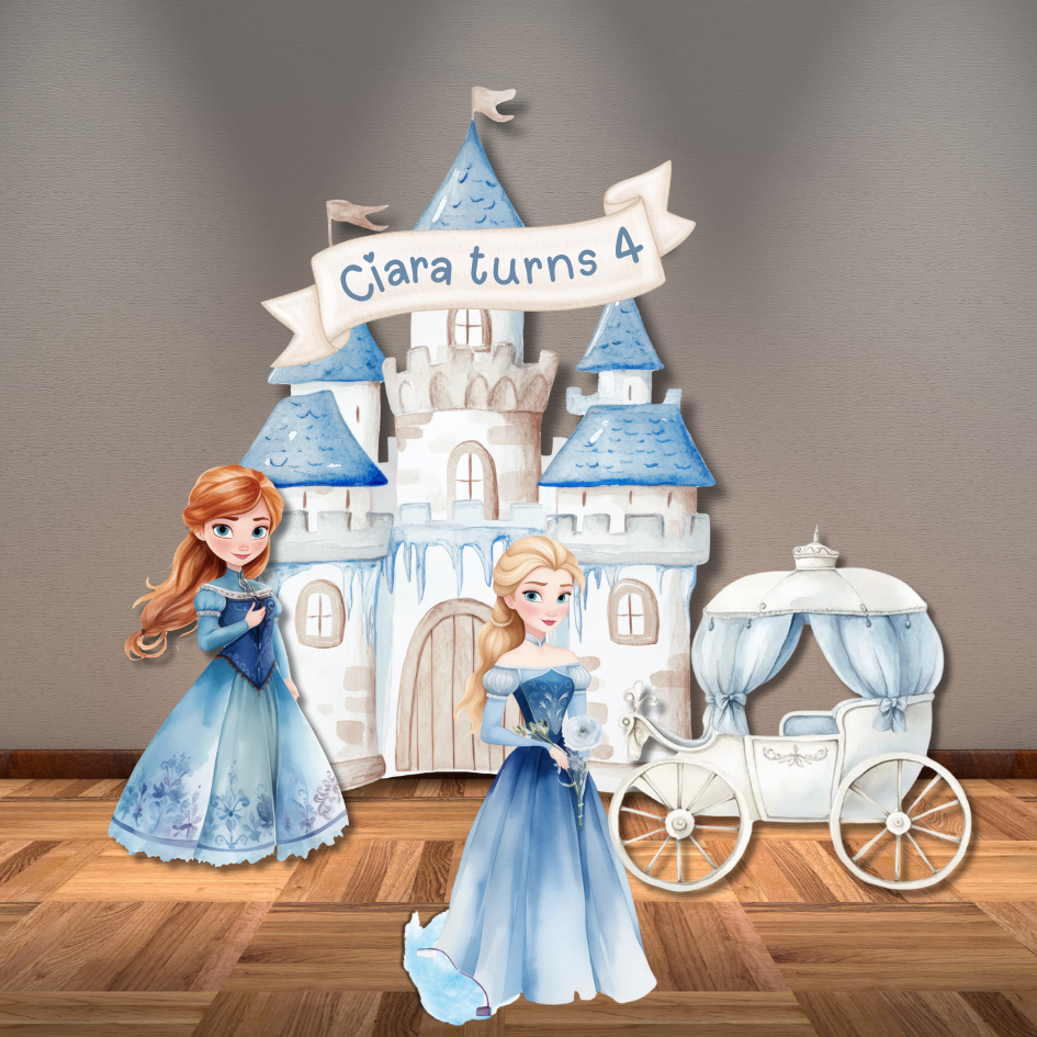 PAKET DEKORASI TEMA FROZEN BACKDROP / STANDING KARAKTER ULANG TAHUN ANAK / PAKET DEKORASI ULANG TAHU