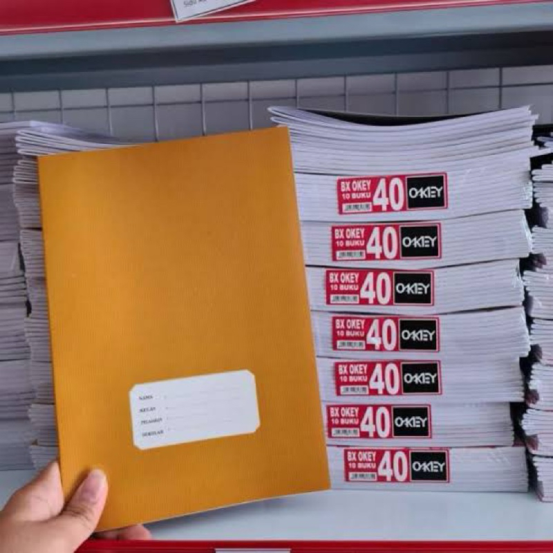 

Buku Tulis Boxy Panjang OKEY isi 40 lembar 1 pak 10 buku motif sampul cokelat