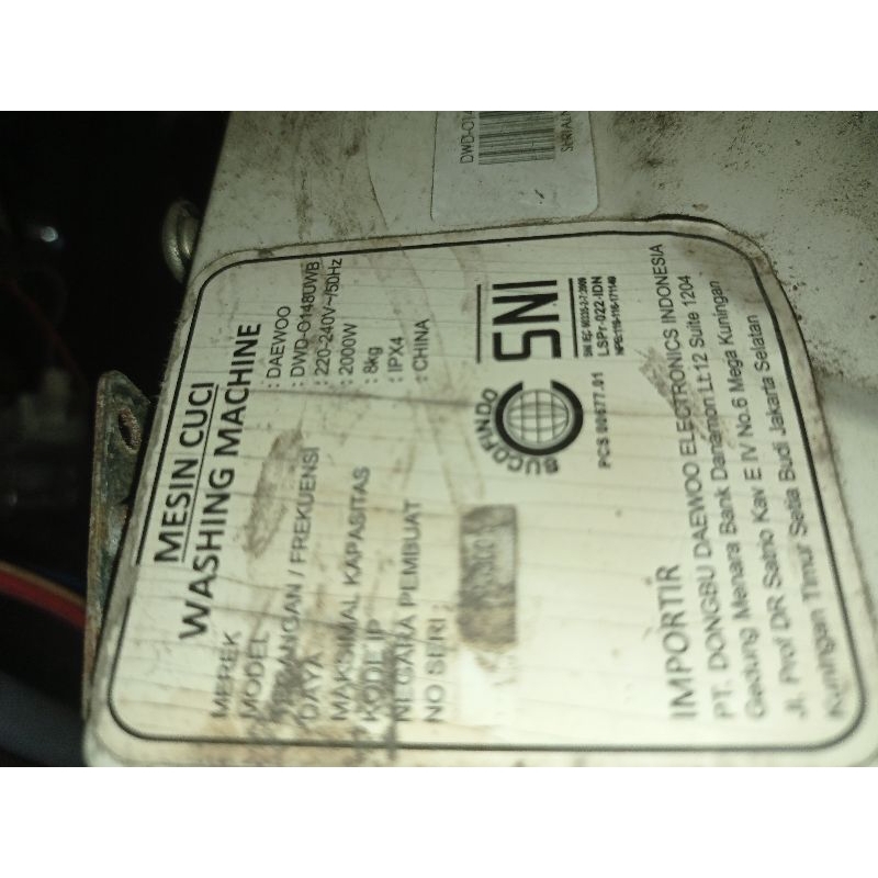 Body  MESIN CUCI DAEWOO front loading