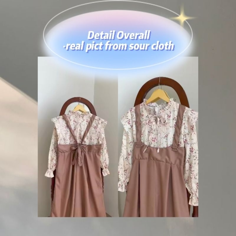 PRELOVED || ARUMI SET - Set Overall dan Blouse Korean Dress Syari Gamis