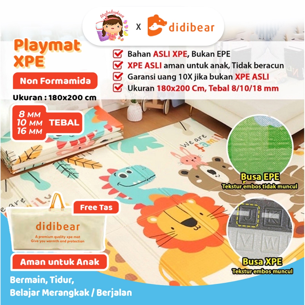 SNI Karpet Lipat Anak Playmat Bayi 200x180cm Tebal XPE Matras Anak Playmate Baby Kado Lahiran Anak D