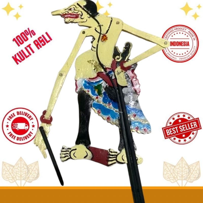 WAYANG kulit PETRUK VERSI KI SENO BAHAN KULIT SAPI ASLI -+ 45 CM
