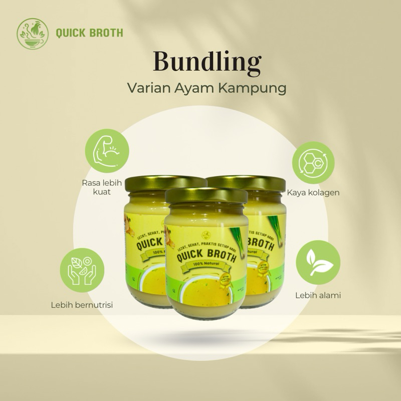 

BUNDLING QUICKBROTH 3 JAR – Unsalted Bone Broth Ayam Kampung | 250ml