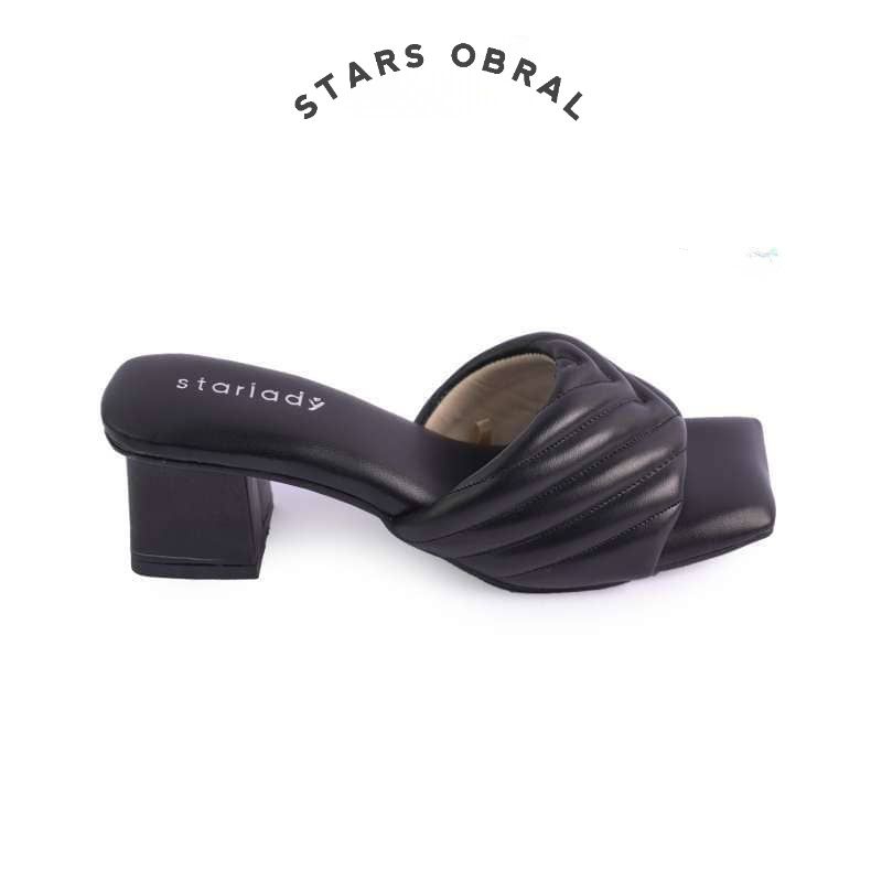 Sandal Wedges wanita Starlady Carolines Hitam