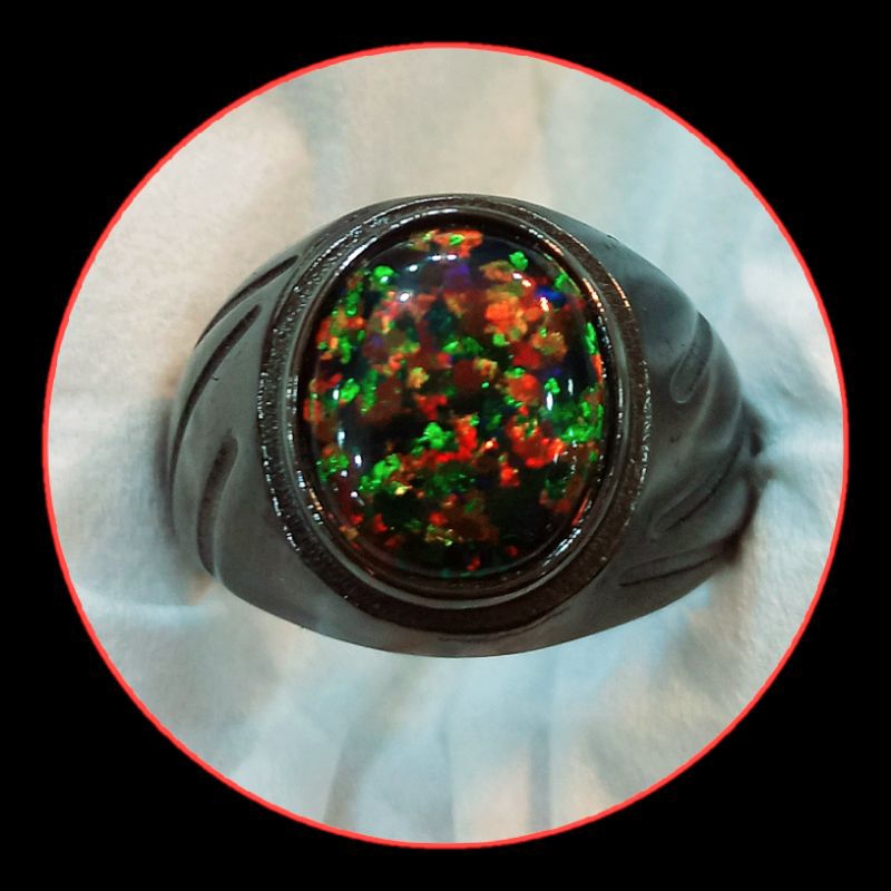 CINCIN BATU KALIMAYA BLACK OVAL AUSY FULL JARONG UNIK KUALITAS SUPER sudah SIAP PAKAI