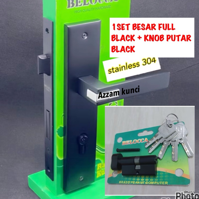 Kunci Handle Pintu Besar Hitam Belloca Sus 304 KNOB KODAI KUNCI PINTU BESAR HITAM Kunci pintu black 