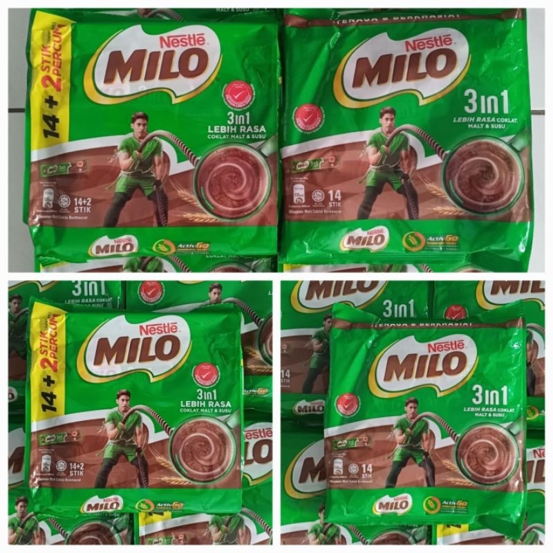 

Milo Sachet 14Stik / 14+2Stik Milo 3in1 Activ go Coklat Nestle Milo