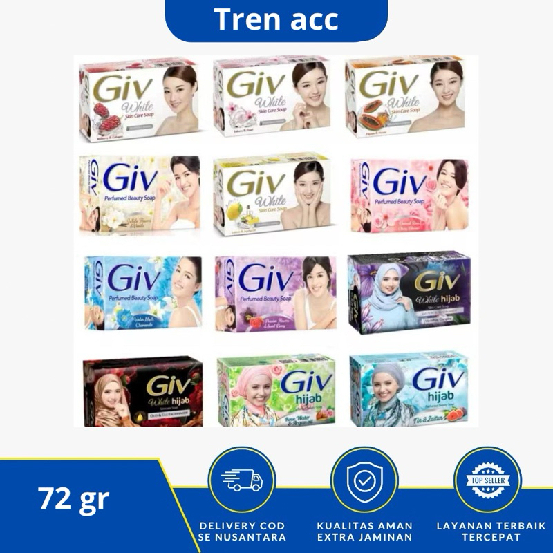 SABUN GIV BATANG 72 GRAM / GIV Sabun Batang Skin Care whitening Bengkoang dan Pepaya / HIJAB 76gr