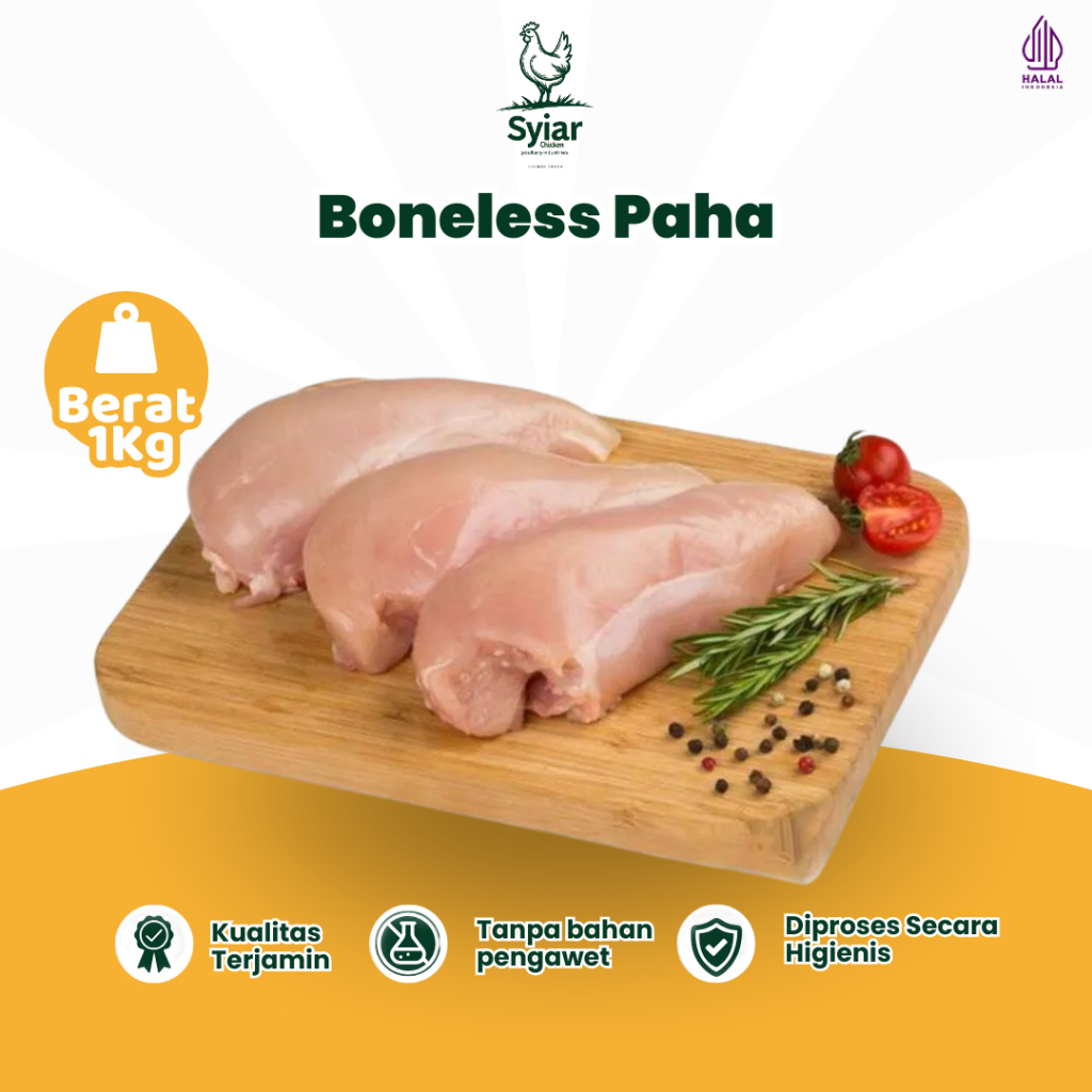 

Ayam Fillet Paha Boneless Berat 1kg Syiar Fresh Chicken