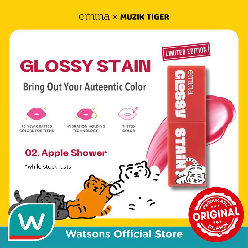 [Limited Edition] Emina Glossy Stain 02 Apple Shower 3g (Collaboration)