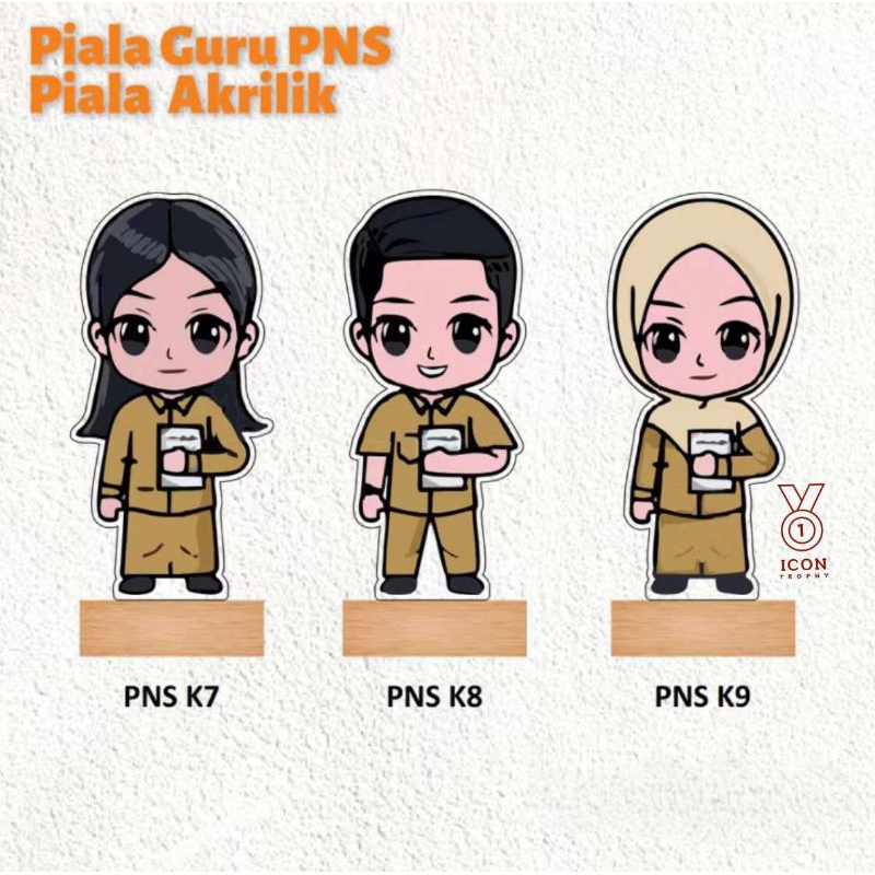 Plakat Akrilik Tatakan Kayu Model Guru - Kado Hari Guru - Plakat Akrilik Guru Seragam Keki