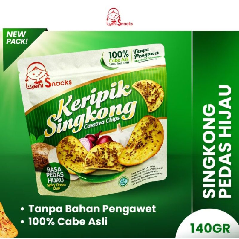 

Leni Snacks NEW PACKAGING - Keripik. Singkong Pedes Hijau (NEW PACK)