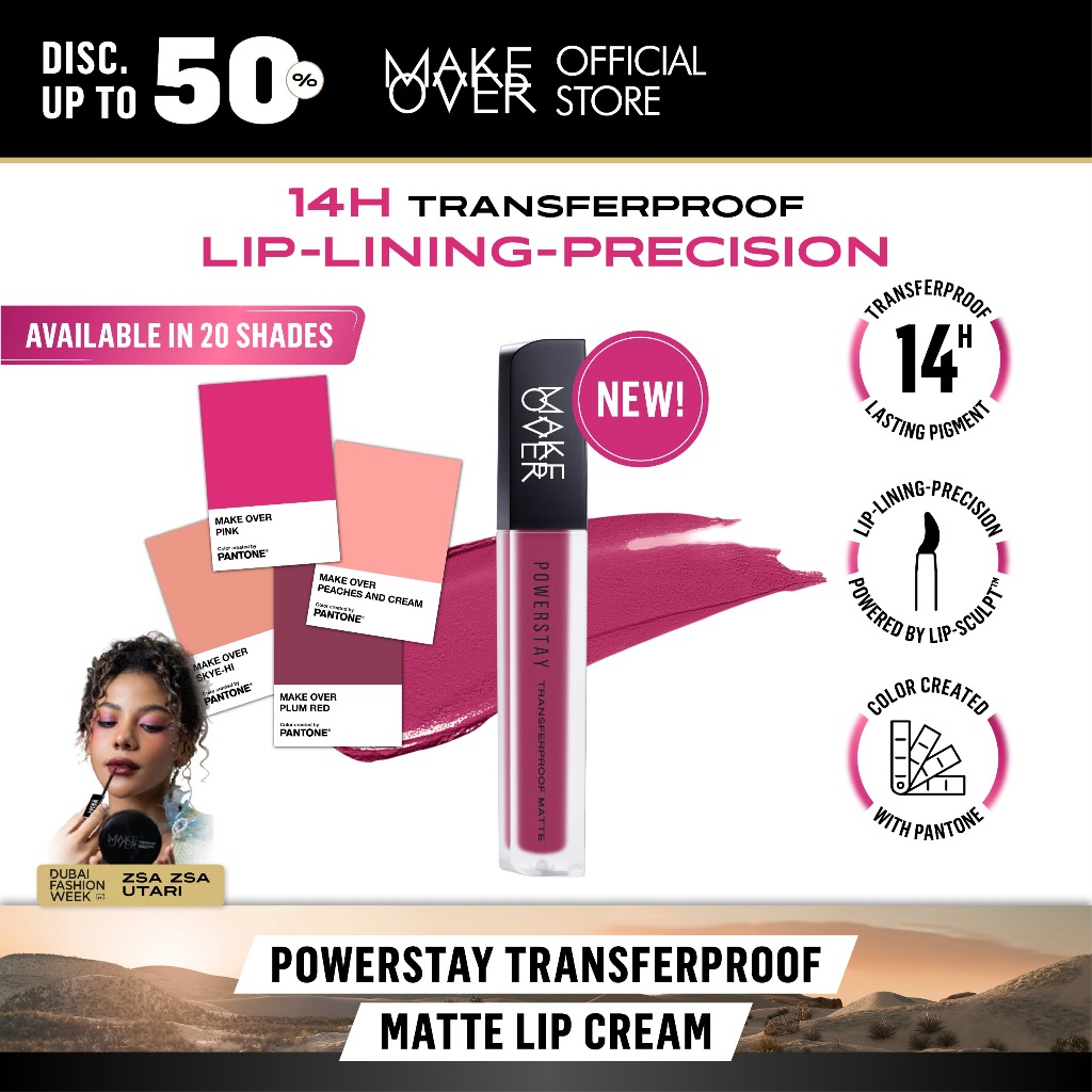 MAKE OVER Powerstay Transferproof Matte Lip Cream - Lipcream x PANTONE Tahan Lama 14 Jam Lip Cream T