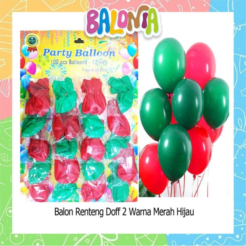 Murah (Isi 100pcs) Balon renteng MIX 3 Warna (2,8gr), balon metalik MIX warna, balon renteng solid