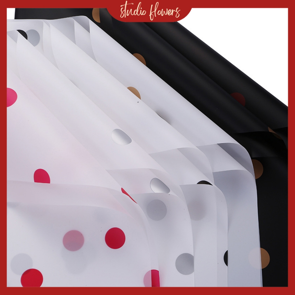 

20 LEMBAR Flower Wrapping Paper Cellophane Kertas Buket Florist Kertas Bunga Motif Polkadot KB6043