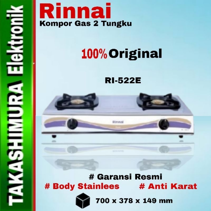 Kompor gas Rinnai RI 522E / RI 522E / RI 522 E - GARANSI RESMI