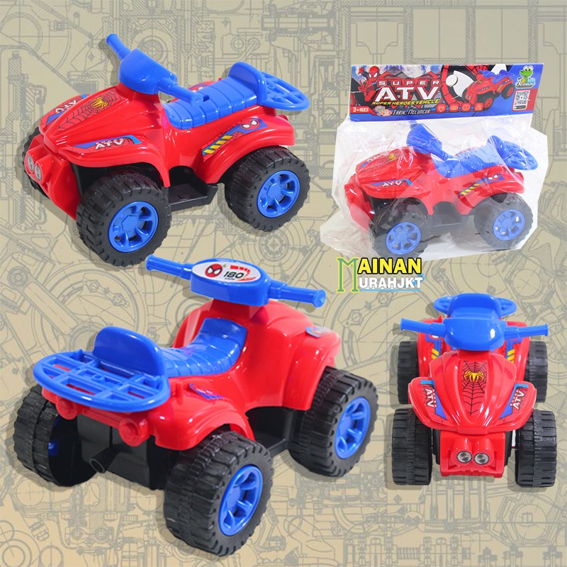 MAINANKEI MOTOR RODA 4 SUPER ATV SPIDERMAN TARIK OCT7270 MAINAN MOTOR ATV TARIK KARAKTER SPIDERMAN