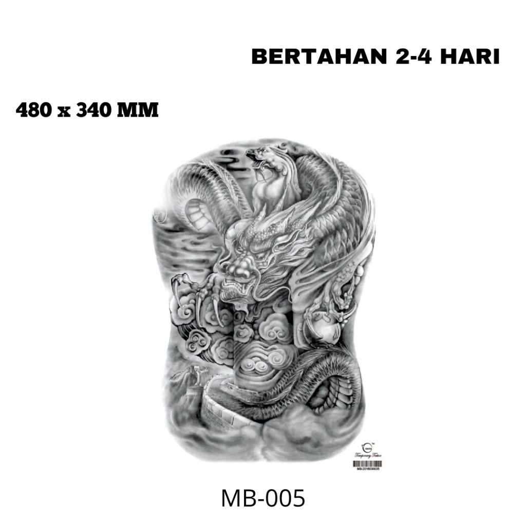 tato temporer premium semi permanen tattoo fruit ink tato Full Punggung tattoo Full Back temporary