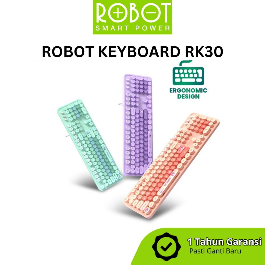 ROBOT Wired Keyboard RK30 Pastel Color Berkabel Portable Office Keyboard Laptop