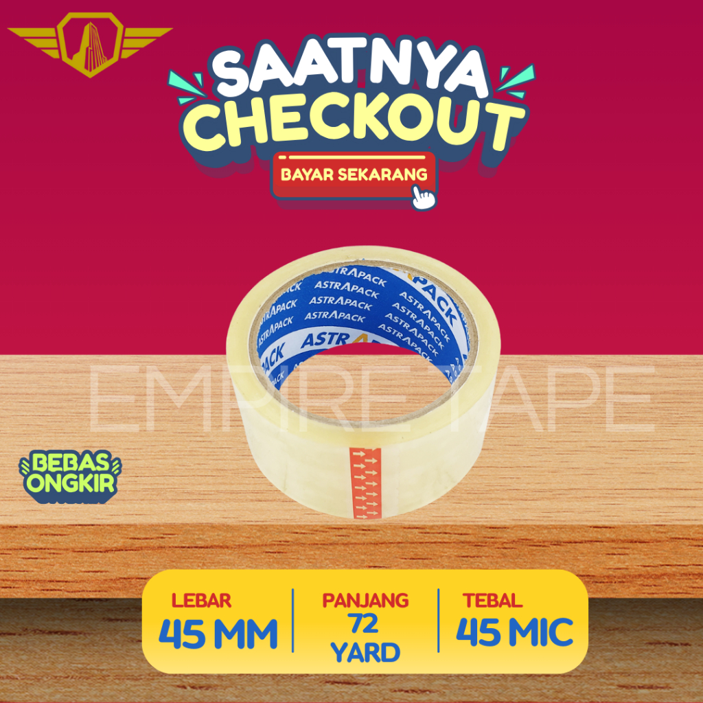 

Lakban BOPP 45 mm x 72 yard x 45 micron | Isolasi OPP Bening Coklat Astrapack
