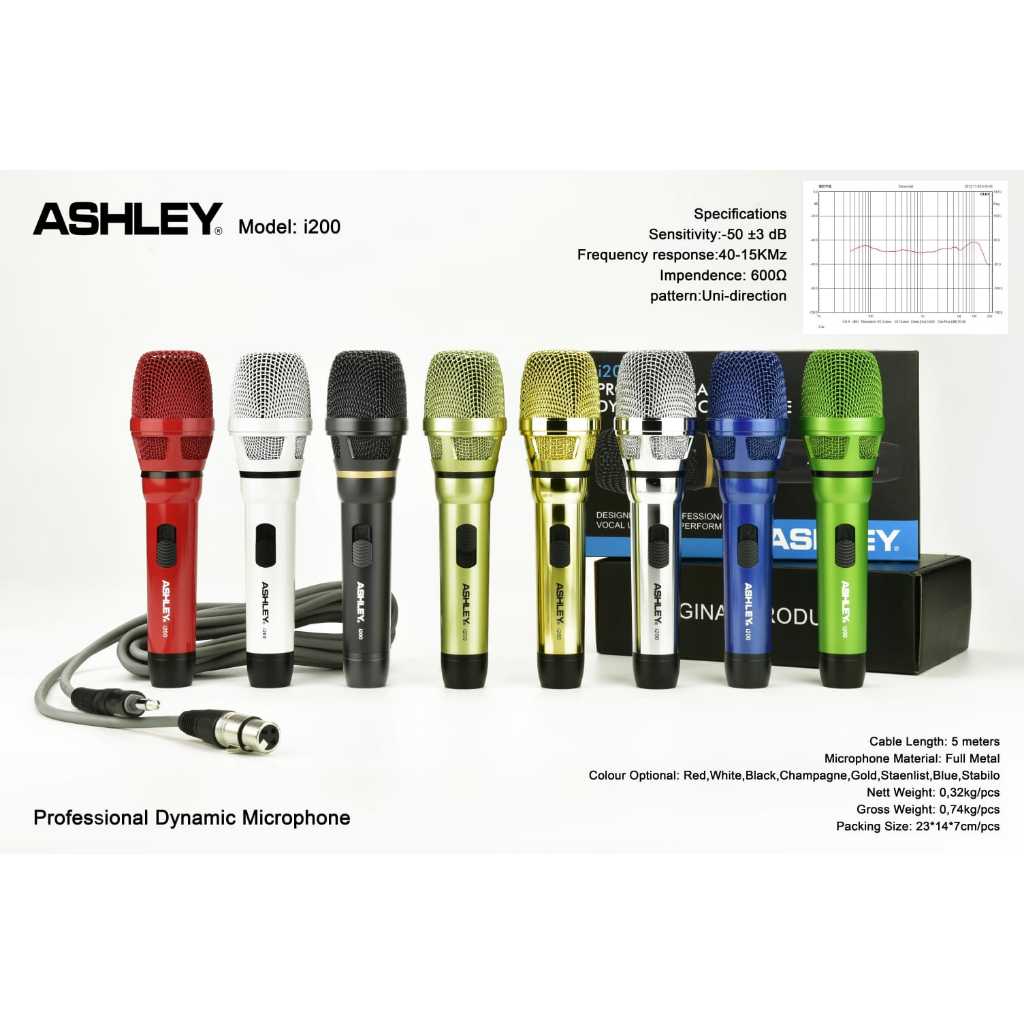 Mic Kabel ASHLEY I200 / I 200 ORIGINAL Microphone Ashley i200