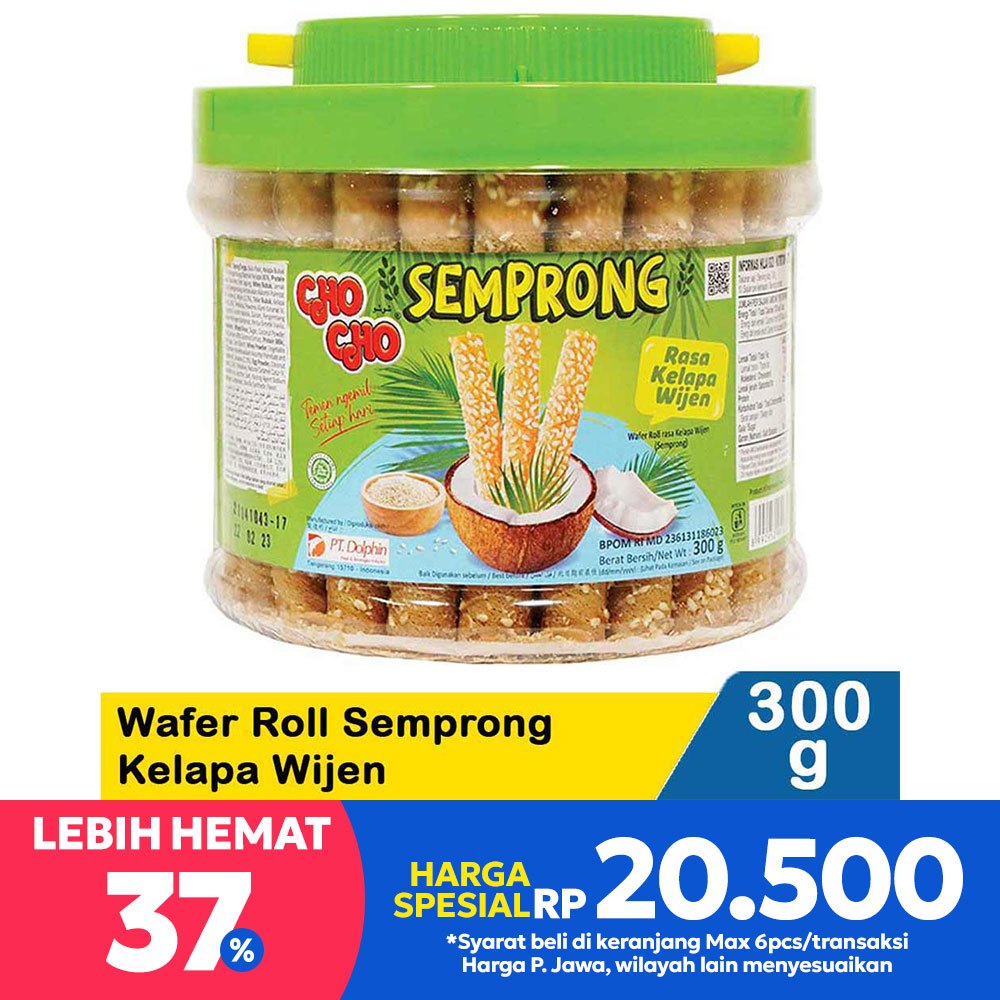 

Cho Cho Wafer Roll Semprong Kelapa Wijen 300g – Gurih, Manis, dan Renyah!