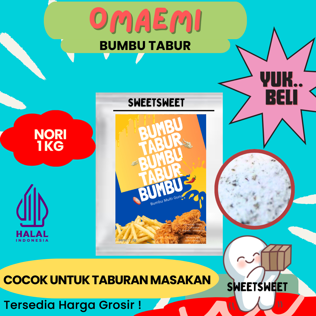 

Sweetsweet Bumbu Tabur Nori Kemasan 1Kg | Bumbu Tabur Penyedap Rasa {BISA COD} {Lebih Murah Grosir}