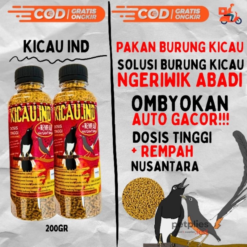KICAU IND - PAKAN BURUNG KICAU 200 GRAM MURAI KACER TRUCUK CENDET, JALAK, BEO, KUTILANG/GENTILANG PA