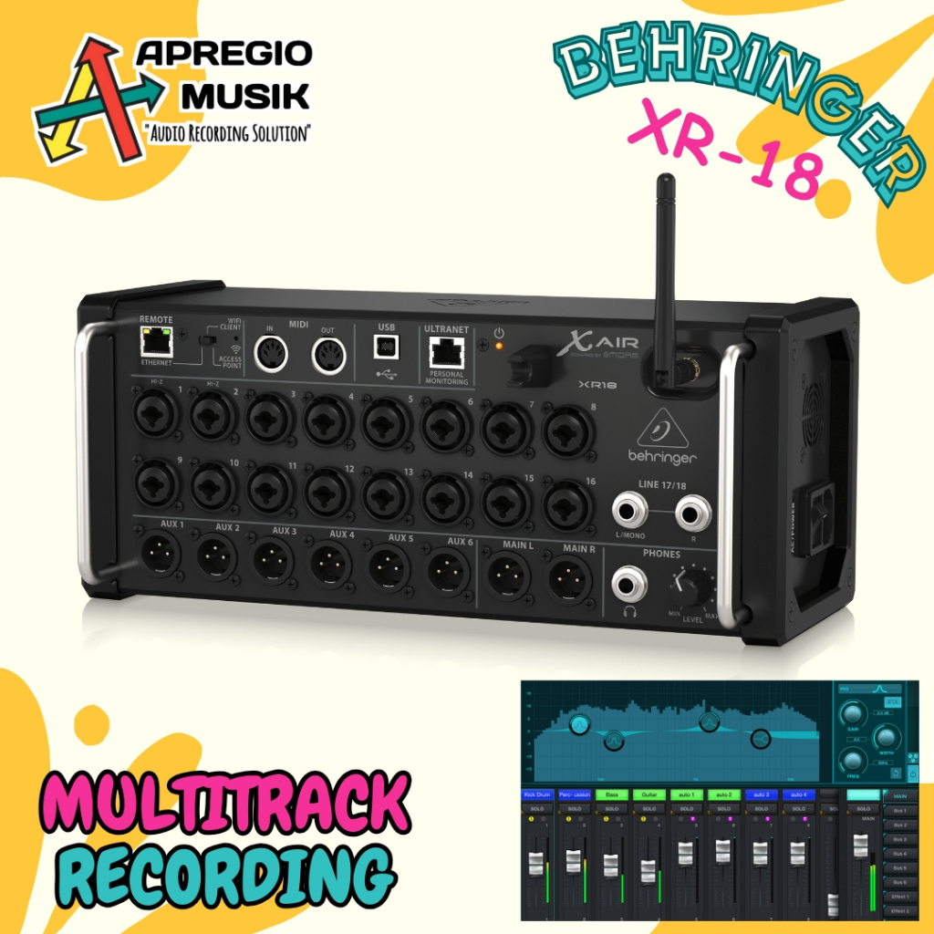 Behringer XR18 Xair X air XR-18 XR 18 Mixer Digital Wifi with Midas Preamp soundcard 18 channel Apre