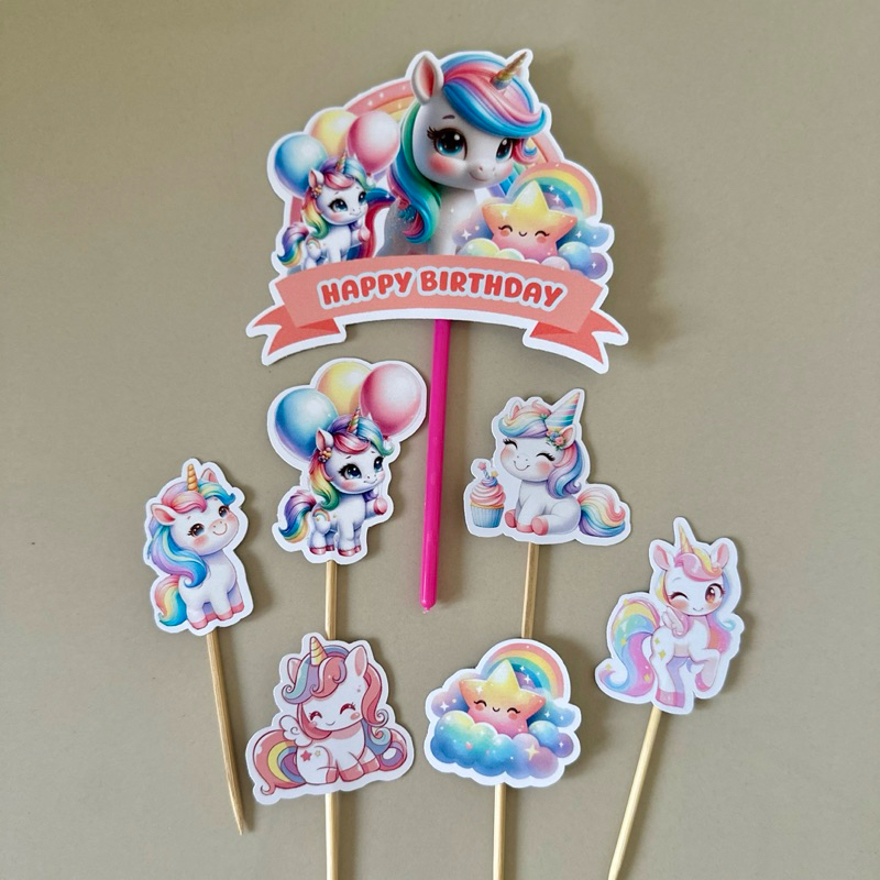 TOPPER UNICORN/ (LA-001 CAKE TOPPER UNICORN / TOPPER KUE UNICORN / CAKE TOPPER / TOPPER CAKE UNICORN