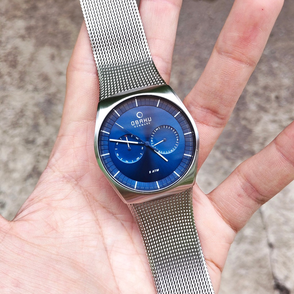 Jam Tangan Obaku Denmark Jord Cyan Multifunction Blue Dial Citizen Miyota Movement