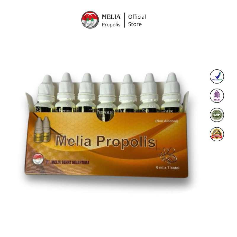 Paket 1 Box Isi 7 Botol Melia Propolis 6ml Asli 100% Original | Propolis Asli PT Melia Sehat Sejahte