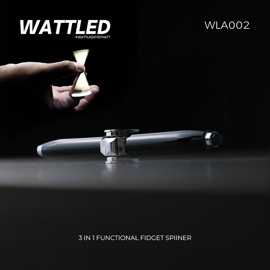 

Pulpen Pena Bolpen Fidget Spinner WATT LED Warna Serba Guna Warna Hitam