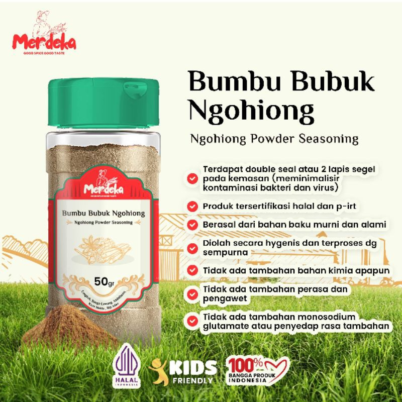

MERDEKA Ngohiong Powder Seasoning bumbu bubuk NGOHIONG 100% murni 50gr, rempah bubuk lengkap murni murah, bumbu dapur bubuk lengkap, bumbu bubuk lengkap, bumbu masakan lengkap, rempah rempah bumbu dapur, rempah rempah herbal, bumbu masak instan, bumbu jsr