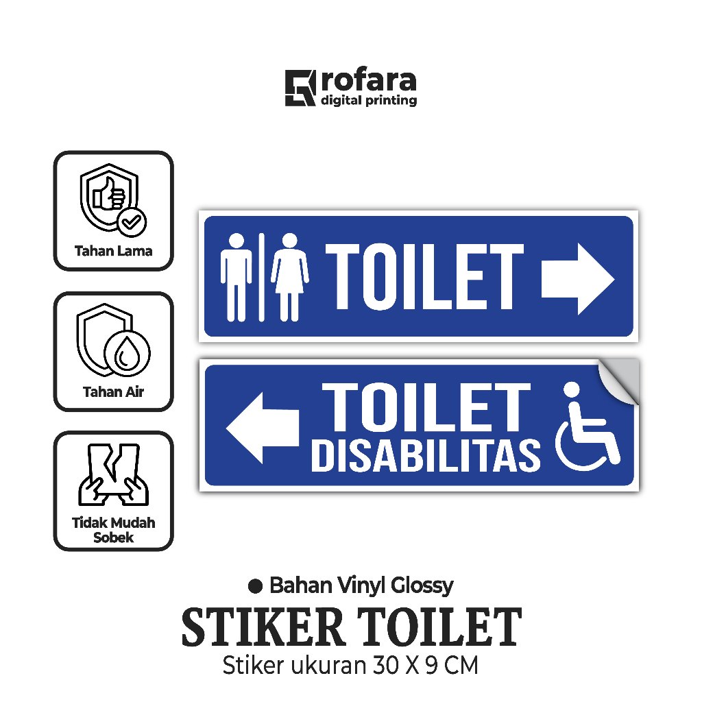 

Stiker Toilet | Toilet Umum/Disabilitas | Bahan Vinyl | Ukuran 30 x 9 CM