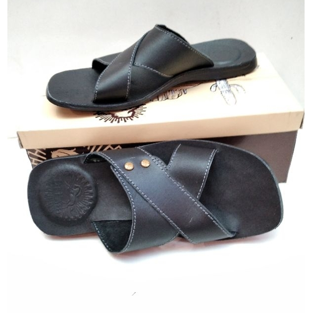 Sandal Kulit Pria Asli Selop Silang