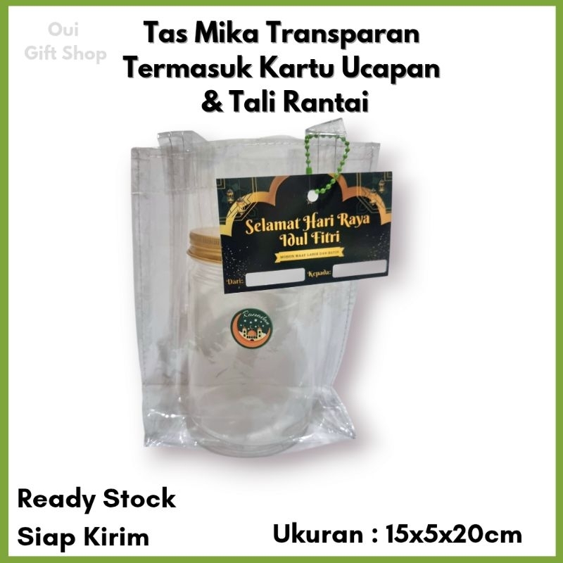 

Tas Mika Transparan Bening Termasuk Kartu Ucapan Lebaran / Tas Sembako / Tas Toples Kue Kering / Tas Hampers Lebaran / Tote Bag Mika / Paper Bag Hampers Lebaran