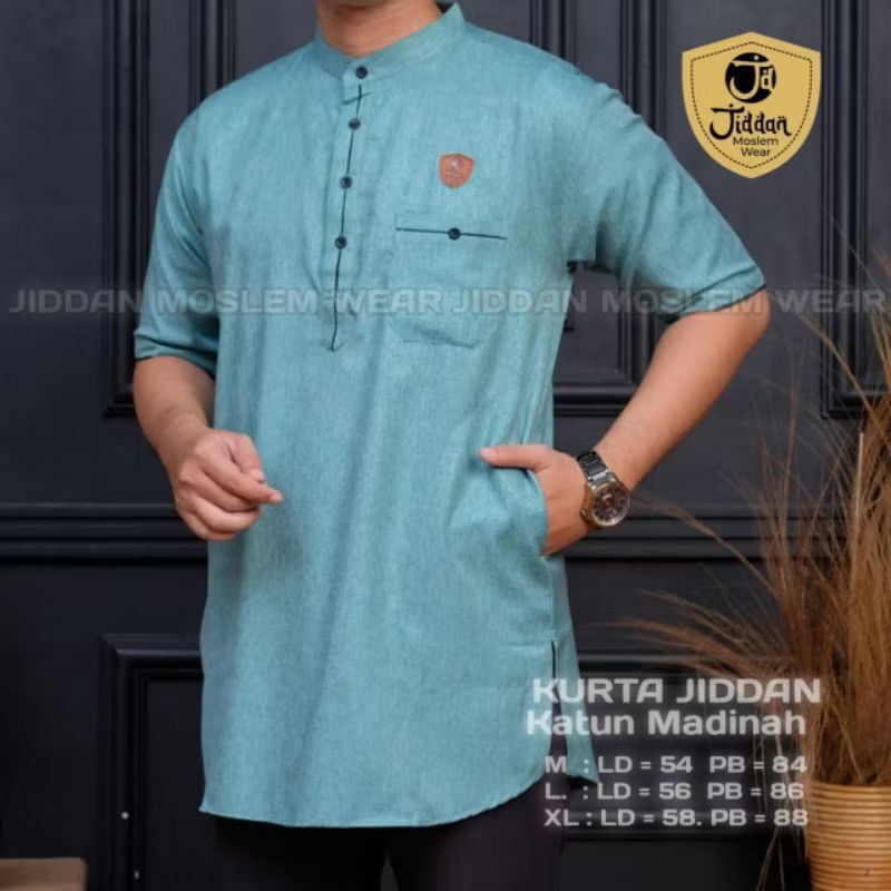 KURTA DEWASA KATUN MADINAH LENGAN 3/4 / KURTAH JIDDAN REMAJA DEWASA LENGAN 3/4