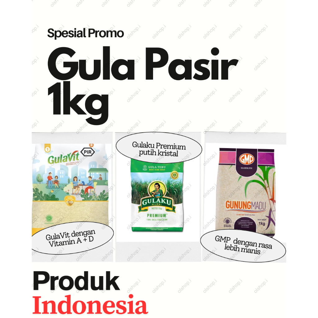 

Gula pasir kristal putih kuning 1kg